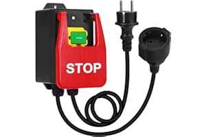 BOSYTRO Monophasé 220 V, Commutateur à Bouton Poussoir, Interrupteur de Sécurité avec prise Interrupteur de machine pour éteindre rapidement la table de fraisage et d'autres appareils (stop)
