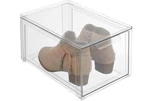 mDesign Pojemnik do przechowywania – Solidny plastikowy organizer na buty – Pude?ko z szuflad? do uk?adania butów, akcesoriów i nie tylko – Przezroczysty