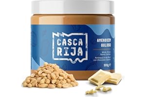 CASCA RIJA: Crema de Cacahuete con Chocolate Branco 500g | 89,8% Cacahuetes Tostados + 10% Chocolate Blanco + Canela Molida + 0,01% Jengibre en Polvo | 100% Cremosa Sin Trozos de Cacahuetes, Vegan