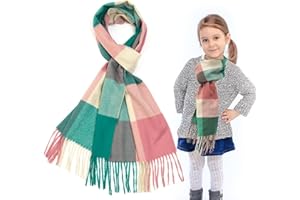 SwirlColor Schal Mädchen, Weiche Kaschmir Plaid Schals Wraps Schal Winter Lange Schal für Mädchen Kinder Nackenwärmer