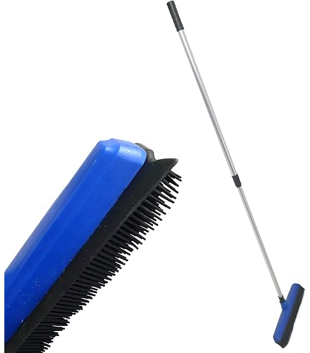 Abzieher Mit Gummibesen Und Rakel - Teleskopstiel (83-142 Cm), Tierhaarentferner Für Böden, Teppiche, Fenster, Inkl. Handbürste