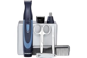 Remington Hygiene Travel Kit with Case (13 Pieces for Hair, Manicure, Pedicure etc., Beard Trimmer, Ear Hair, Facial Hair & Eyebrow Trimmer, Nail Clipper, Scissors, Tweezers, 2 Combs etc.) NE3890