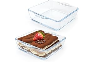 ROTKUSZ 2 Pezzi Pirofila in Vetro, Teglia da Forno con Manico, 0.4L Pirofila per Cottura da Forno in Vetro Trasparente, Casseruola Trasparente per Friggitrice ad Aria Calda, Microonde