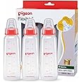 Pigeon Peristaltic Baby Nursing/Feeding Bottle KPP Nipple L,For 9+ Month Babies,BPA Free,BPS Free,Square Base,Red,240 ml,Pack of 3