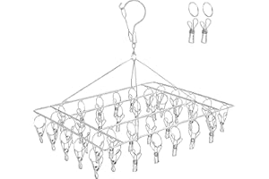 DARUITE Etendoir Chaussette, Séchoir à Chaussettes,Crochet à Linge,Etendoir Linge Exterieur Solide avec 40 Pinces a Linge INOX pour Chaussettes,sous Vetement,Serviettes(1 Pack)