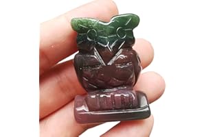 Manekieko Natürliche Ozean Jaspis Eulenkristalle Und Heilsteine Figuren Sammlerstücke, 40mm Bürodekoration Edelstein
