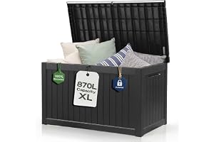 Olsen & Smith 870L XXL Recycled Lockable Outdoor Garden Storage Box & Bench Seat – Weatherproof & Waterproof Anthracite Chest