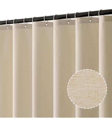BTTN Rideau de Douche Petit 120x180 cm, Texture Lin, Anti-moisissure et imperméable, 8 Crochets Inclus, Moderne et Luxueux, Lavable, Polyester décoratif pour Salle de Bain, Beige/Crème BTTN Rideau de Douche Petit 120x180 cm, Texture Lin, Anti-moisissure et imperméable, 8 Crochets Inclus, Moderne et Luxueux, Lavable, Polyester décoratif pour Salle de Bain, Beige/Crème