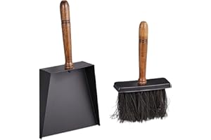‎RELAXDAYS Relaxdays Zestaw do zamiatania do pieca kominkowego, blachy, zamiatarki ręcznej, żelazny i drewniany uchwyt, włosie jutowe, zestaw kominkowy, czarny/brązowy, 1 sztuka