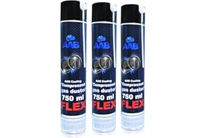 AABCOOLING Compressed Gas Duster FLEX 750ml - Set di 3 Pezzi - Bomboletta Aria Compressa Con un Tubo Flessibile, Pulisci Tastiera, Pulire Tastiera,Contatto, Spray Contatti