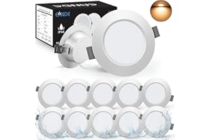 Eande 5W IP44 Faretti LED da Incasso per Cartongesso Luce Calda 3000K, 220V 450LM Ultrasottili 25mm Faretti LED Interno Incasso, Foro Incasso Ø 75mm-85 mm, Argento, 10 Pezzi