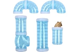 AvoDovA Röhren Für Den Tunnel Hamster, DIY Hamster Spielzeug Tunnel für Käfig, 8PCS Hamster Cage Tube für Kleine Tierkäfig Externe Zubehör, Transparent Hamster Röhren Set, Blau