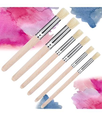 Set 3 Pennelli Per Stencil In Legno - Pennelli Tondi Per Olio, Acrilico E Acquerello, Diametri 13.5/17/22mm