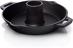 BBQ-Nerd Hähnchenbräter aus Gusseisen - Geflügelhalter für Grill & Backofen - Gusseiserner Hähnchenständer Ø 28cm zum fettfreien Garen - Rustikaler Geflügelbräter mit Auffangschale