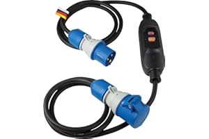 as - Schwabe CEE-Verlängerungskabel mit PRCD Personenschutz-Zwischenschalter 30 mA, ca. 3 m – CEE Verlängerungsleitung 230 V / 16 A / 3-polig mit Personenschutzschalter – IP44 – Made in Germany, 45224