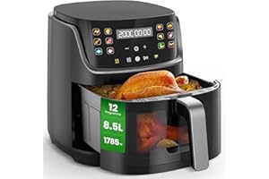 GIDGIMO Friggitrice ad Aria, 8,5L XXL con LED Touch Display a Colori, 12 Funzioni, Air Fryer con Finestra, Lavabile in Lavastoviglie, 1785W Friggitrice Senza Olio con Suono di Avviso - G12 Ultra