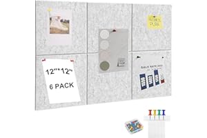 HIKENRI 6 Pack Large Cork Board for Walls,Bulletin Board with Removable Adhesive Tabs,Pin Boards for Offices,Felt Notice Boards with Pins for Home,Memos,Photos(Silver Grey)