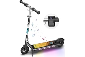 Gyroor H30 MAX Electric Scooter for Kids Ages 6-12, E Scooter with 150W Motor, 3 Adjustable Heights, Dual Safety System and App Control Music E-scooter Gifts for Boys, Girls and Teens