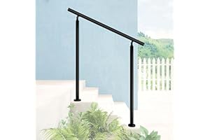 AICA SANITAER AICA Barandilla escalera, pasamanos de acero inoxidable para jardines, porches, entradas, interior y exterior escalera, Negro, 100x106cm, 0 barras transversales
