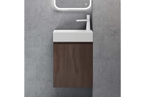 ‎DOPORRO doporro Badmöbel Set Waschtisch mit Unterschrank Waschbecken-Unterschrank für Gäste-WC 46cm in Eiche Stirling Design Waschplatz Wandmontage Pisa 02