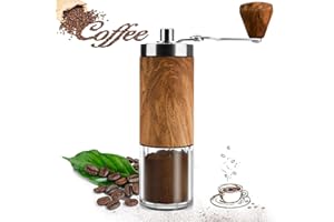 Moulin à café, Altamejor Moulin à Café Manuel avec Broyeur en Céramique, Moulin a Cafe Manuel, Broyeur Cafe Grain, Coffee Grinder Degré de Mouture Réglable (grain du bois)
