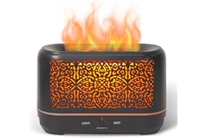 Earnest Living Flammen dyfuzor zapachowy, 200 ml, nawilżacz powietrza, timer, lampka nocna i funkcja automatycznego wyłączania, nawilżacz powietrza, dyfuzor do aromaterapii, do olejków eterycznych,