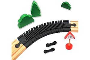 LUMINICK Rail flexible courbé jusqu'à 90° pour chemin de fer en bois, compatible avec Brio, Eichhorn, IKEA Lillabo, connecteur de rail, rail flexible, 16 cm de long, avec adaptateur, s'adapte toujours (1