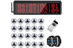 WNKRUN Restaurant Pager System,500m Buzzer System Wireless Calling System with 1 Display Screen Receiver/20 3-Key Pager with Cancel Button/2 Watch Pagers, for Restaurants/Café/Bar/Clinic