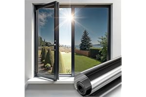 Qualsen Pellicola Specchio Oscurante per Finestre Pellicola per Vetri Finestre Controllo del Calore Anti-UV Prospettiva Pellicola Finestra Privacy Adatta per Casa Ufficio（Nero-argento, 90x200cm）