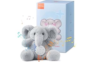 Dreamegg White Noise Machine Baby - Snuggle Elephant with Voice Recording, 21 Soothing Sounds, USB Rechargeable & Machine Washable, Timer or Continuous Play, Sleep Aid for Newborns, Nursery & Travel