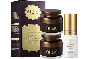 AILKE Kojic Acid Whitening 3 In 1 Face Care Set, Blemishes Treatment, Inhibit Melanin, With SPF35+ Sunscreen Cream, For All Skin Types