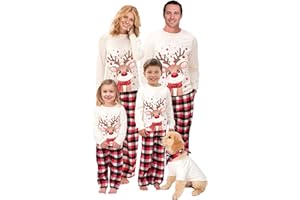 SHAINE Weihnachts Familie Pyjama Set, Weihnachtspyjama Set, Passende Weihnachten Pyjamas Set Lang Tops+Hosen Christmas Pyjamas Nachtwäsche Familie Outfit Weihnachts Schlafanzug für Damen Herren Kinder
