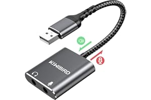 KiwiBird Adattatore USB a Jack 3,5mm, Adattatore per Cuffie e Microfono, Scheda Audio Stereo Esterna USB con DAC Compatibile con MacBook Air PRO, PS4, PS5, Windows PC, Chromebook, Raspberry Pi, Mac