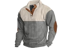 Ryehack Sweat Hommes Pull Top Manches Longues Sweater Velours Côtelé Sweatshirt Léger S-3XL