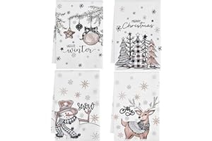 ‎ALINK ALINK Rentier Schneemann Handschuhe Bar Weihnachten Küchentücher Geschirrtücher, 42x65 cm Mikrofaser Saugfähig Handtücher Küchen Deko 4er Set