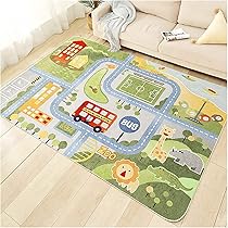 Tapis Piste De Voiture 80x120 Cm - Ville En PVC, Antidérapant, Pour Enfants, Garçons Et Filles