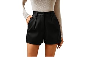 SOLY HUX Damen PU Leder Short Booty Shorts Party Shorts Herbst Kurze Hosen Festival Outfit Clubwear Hotpants mit Taschen