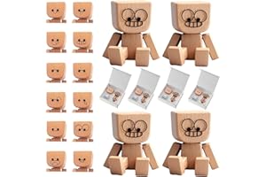‎AIDODIA Holz Wackelfigur Auto - HolzmäNnchen Mit Wackelbeinen, Wackelnde Holzmann Figur Mit 12 Magnetischen AusdrüCken Schwingt, Lustige Autodekoration, Wackelnde Holzfigur FüR Armaturenbrett Dekoration (4)