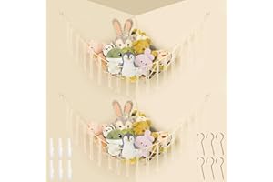 AETHERAURORA 2 Pezzi Amaca Giocattolo per Animali, Amaca per Animali di Peluche, Porta Peluche da Appendere, Amacas per Animalis di Pelucha, Rete Portaoggetti per Giocattoli per Cameretta dei Bambini e Sala Giochi