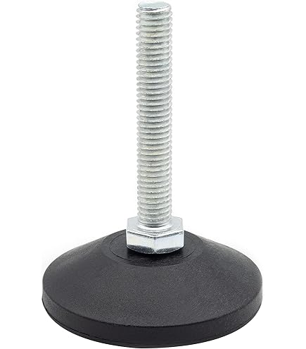 Enkotrade 4 stuks stelpoten, M8x50 mm, met verzinkte schroef en draaibare kunststof plaat 40 mm, regelschroef, verstelglijder, glijders