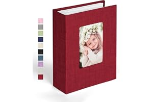 Ainiv Fotoalbum 16,5 x 12,5 cm 100 fickor, minialbum i linne tyg, rött