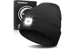 Hinshark Gifts for Men Beanie Hat with LED Light, Rechargeable Mens Stocking Fillers Beanie Hat, Secret Santa Gifts for Men Gifts for Dad for Him