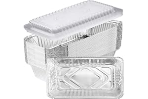 Olymajy Foil Food Containers with Lids, 25PCS 670ml Foil Trays, Large Aluminium Foil Trays with Transparent Lid, Aluminium Foil Food Containers for Baking, Roasting, Cooking