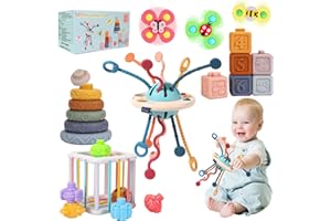 LZDMY Jeux Montessori Bébé d'eveil 3 6 9 12 Mois - 3 Ans, 5 en 1 Jouets Sensoriels, Jouet UFO Éducatifs, Blocs de Construction, Jouets à Empiler Motricité Garçons Filles Cadeau