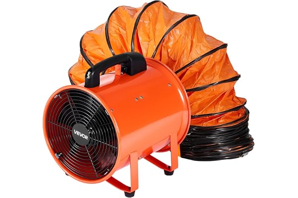 VEVOR Byggfläkt 365 W AC-motor, byggfläkt 2810 varv/min byggfläkt 1214 L/s (2574 CFM) axialfläkt 10 m slang, axialfläkt 79 dB ljudnivå, industrifläkt IP44