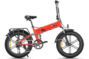 ENGWE ENGINE X Bici Elettrica Pieghevole 250W E-Bike Adulto | 20" × 4.0 Fat Tire Bicicletta Elettrica | 48V 13AH Range 120KM | Sospensione Completa | 7 Velocità Crociera Urbana (Grande Rosso)