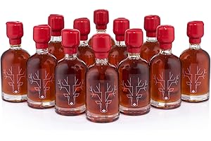 Escuminac sirop d'érable 12 x 50 ml. Grade A Foncé goût robuste, Grande Récole. Pure, embouteillé à la ferme, produit du Québec, Canada. Format cadeau, mariage, événement.