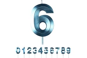 MACLUNAR 6th Birthday Number Candles,3D Blue Birthday Candle,Number 6 Candle for Birthday Party Cake Topper Decorations for Boys Girls Birthday Party Anniversary Supplies