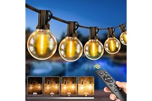 LIGHT-BRIGHTLY LED Lichterkette Außen Strom mit Fernbedienung, 20M - 65FT G40 Glühbirnen Dimmbar Outdoor Lichterkette, IP44 Wetterfest Warmweiß Aussen Lichterkette für Garten Terrasse Balkon Hochzeiten Party