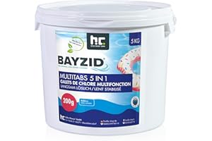 Höfer Chemie 5 kg Galets Chlore 200g Multifonction 5 en 1 pour Piscine - Entretien et Nettoyage en 5 Phases - Fabriqué en Europe - pour Une Eau Limpide
